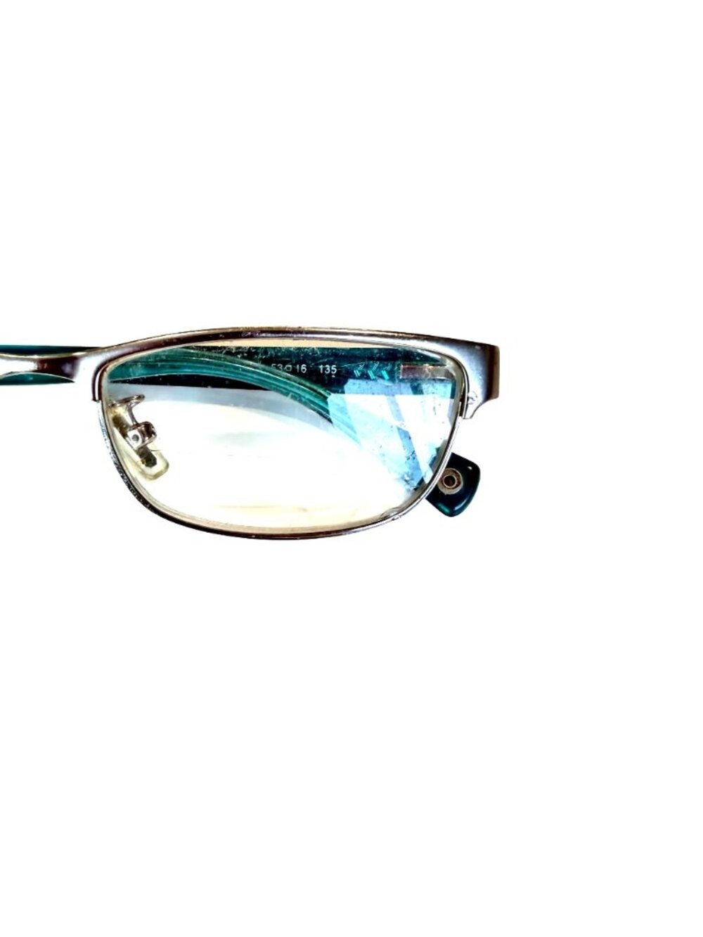 Coach HC5033 Alyson Frames Only Eyeglasses Satin Silver Frame Teal Black Arms - Picture 2 of 8